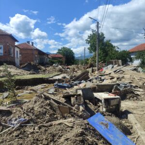 View of the main collapsed road